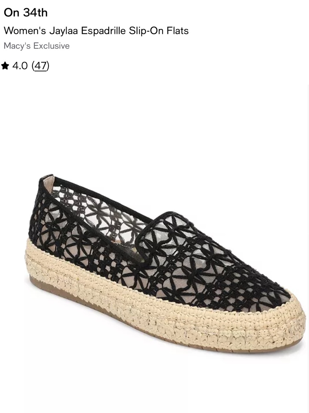 Women's Jaylaa Black Espadrille Slip-On Flats